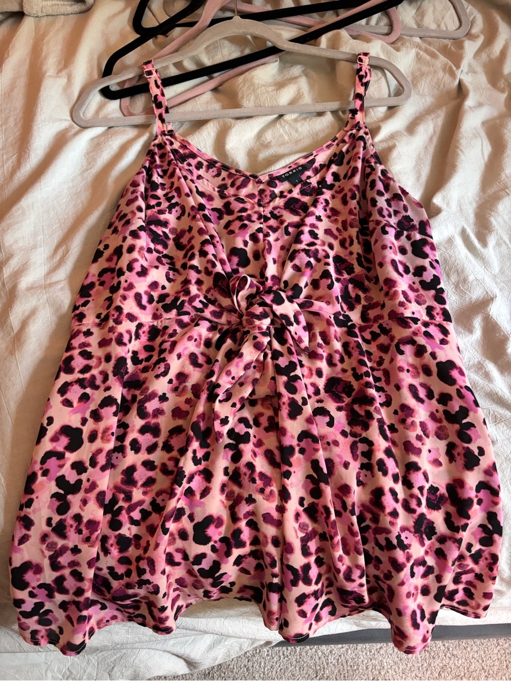 torrid Pink & Black Leopard Tie-Front Chemise